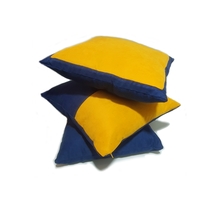 Yellow Velvet Pillow, Navy Blue Velvet Pillow, Ukraine set 2 pcs, 16x16&quot; - £43.07 GBP