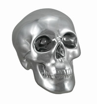 Scratch &amp; Dent Silver Finished Ceramic Human Skull Money Bank - £15.98 GBP