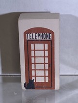 The Cat&#39;s Meow Village: Telephone Booth Red Wooden Shelf Sitter Dollhouse - £3.93 GBP