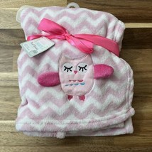 Le Bebe Favorite Pink White Owl Chevron Baby Blanket New With Tags - £26.98 GBP
