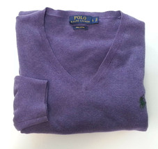 POLO Ralph Lauren Men V-Neck Cotton Sweater Size L (24x26) Purple Green ... - $65.92