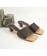 Bottega Veneta Women&#39;s Bloc Woven Brown Leather Mules Size 38.5 NWOB - £265.37 GBP