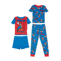 Super Mario Bros. Power-Up 4-Piece Boys Pajama Set Multi-Color - £22.36 GBP