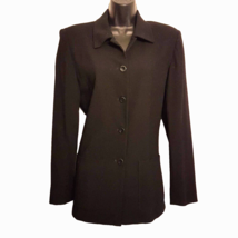 Liz Claibourne WOOL Blazer Suit Coat VTG size 8 Black JACKET w/ Shoulder... - $19.73