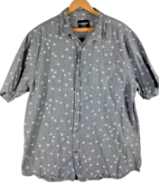 Carbon XXL 2XL Mens Shirt Bird Print Button Down Gray Short Sleeve 100% ... - £29.27 GBP