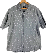Carbon XXL 2XL Mens Shirt Bird Print Button Down Gray Short Sleeve 100% Cotton - $37.22