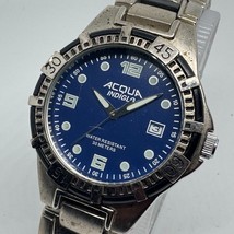 Acqua Indiglo Analog Quartz Watch Men 30m Silver Blue Rotating Bezel New... - $26.59