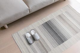 EORC Buy Hand Woven Wool and Viscose Gray Modern Contemporary Reversible Flat We - £137.04 GBP+