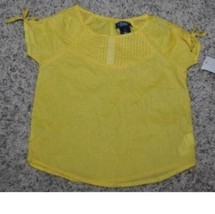 Girls Shirt Chaps Yellow Short Top Lightweight Crew Gathered Summer Top-size 4 - £7.79 GBP