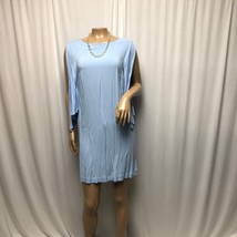 H and M Dress Womens Size 6 Blue Draped Slit Sleeve Sexy Short Shift - £12.87 GBP