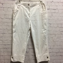 Erin London Womens Capri Pants Solid White Stretch Denim Button Cuffs Ca... - $15.35