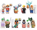 8pcs Anime One Piece the Straw Hat Pirates Brook Sanji Minifigures Build... - $21.99
