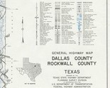 Dallas &amp; Rockwell County Texas General Highway Map 1971 State Highway De... - £19.42 GBP