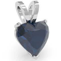 Lab-Created Sapphire Heart Solitaire Pendant In 14k White Gold - £157.24 GBP