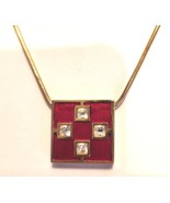 GIVENCHY 1976 Paris New York Choker Necklace Red Enamel Rhinestones Gold... - €99,82 EUR