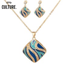 Exquisite Dubai Jewelry Set Luxury Costume Design gold-color Necklace and earrin - £19.23 GBP