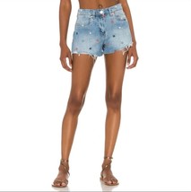 Blanknyc the barrow star embroidered denim shorts raw hem size 30 - $21.78