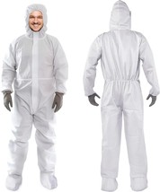 5 White Hazmat Suits Disposable 4XL 60 GSM Microporous Protective Suit - £34.18 GBP