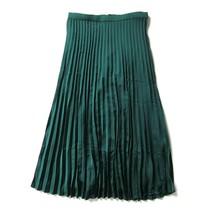 NWT J.Crew Pleated Midi in Dark Spruce Green Satin A-line Skirt 4 $98 - £53.54 GBP