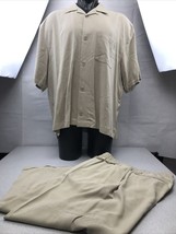Pronto Uomo Casual Tan Shirt And Pants Set Size 2XL KG RR47 Short Sleeve - £38.66 GBP