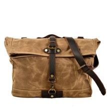 Outdoor Men Shoulder Bag Vintage Style Travel Waxed Canvas Messenger Bag Euoprea - £84.39 GBP