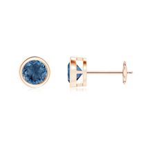 ANGARA Natural London Blue Topaz Solitaire Stud Earrings in 14K Gold (A,... - $263.19