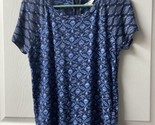 Lucky Brand Short Sleeved T Shirt Womens Small Zip Back Blue Floral Back... - $13.74