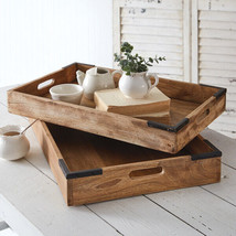 2  Coffee Table Trays in mango Wood - £135.19 GBP