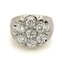 2Ct Rund Schliff Labor Erstellt Diamant Klaster Wedding Herren Ring 14K Weißgold - £107.28 GBP