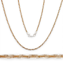 Unique Italy 925 Silver 14k Rose Gold Rock Link Sparkle Chain 2.2mm - $43.06