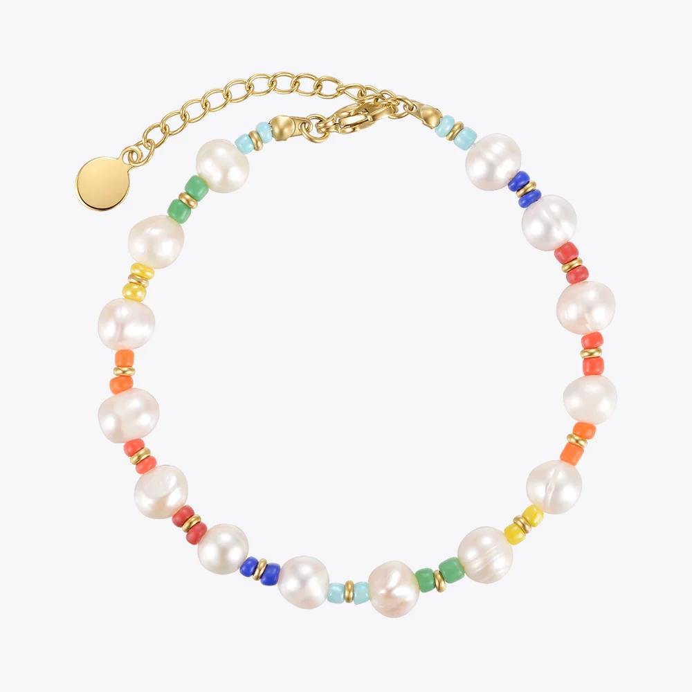 Natural Pearl Bracelet For Women Stainless Steel Fashion Jewelry Pearl Colorful  - £28.58 GBP