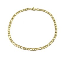 4mm Anklet Bracelet Gold tone Stainless Steel Figaro link Chain n68 - £5.60 GBP