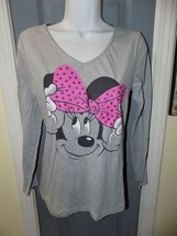 Disney Gray Minnie Mouse Long Sleeve PJ Shirt Size Small (4/6) Women&#39;s EUC - £11.90 GBP