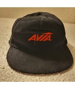 Vintage AVIA Corduroy SnapBack Trucker Hat Black Embroidered Logo - £23.19 GBP