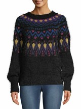 Time and Tru ~ Women&#39;s Size Small ~ Fair Isle Pullover Sweater ~ Black Soot - £17.65 GBP