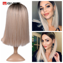 2 Tone Ombre B. Blonde Synthetic Wig for Women Middle Part Short Straigh... - $62.99