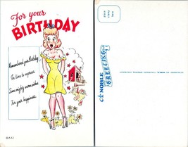 For Your Birthday Well Endowed Blond Cartoon Chopping Wood Vintage Postcard - $9.40