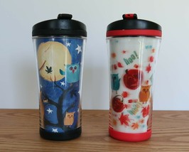 Pair of Starbucks 2007 8 oz. children&#39;s tumblers fall owl Halloween theme - £19.54 GBP