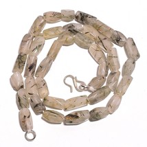 Natural Green Rutile Quartz Gemstone Fancy Tube Smooth Beads Necklace 17&quot; UB3455 - £8.56 GBP