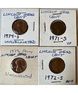 1974 S Lincoln Memorial Penny uncirculated (2) plus 1971s and 1972s - 4 ... - £7.04 GBP