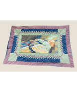 Vtg Handmade Needlepoint Quilted Pillowcase Sleeping Baby One of a Kind ... - $34.64