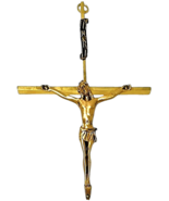 Vintage INRI Brass Crucifix Wall Cross 9" Jesus Christian Religious Wall... - $12.00