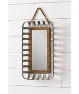 Tobacco Basket hanging Mirror in  distressed metal and wood - $51.97 CAD