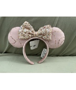 Disney Parks Silver and Pink Bow Sequin Ears Minnie Mouse Headband NEW - £39.14 GBP