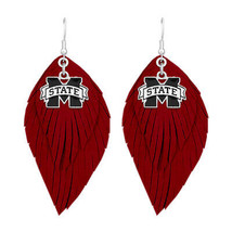 43373 Mississippi State Bulldogs Boho Earrings with Red Suede Leather - £12.68 GBP