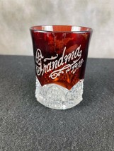 Vintage Ruby Red Glass Etched  &quot;Grandma 1910&quot;  and Bird and Branch - £18.99 GBP