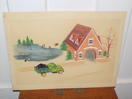 Vintage Original Illustration by Roger Duvoisin Green Truck by Pond Unsi... - $3,006.07 MXN