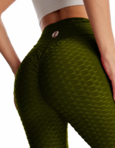 #LyteLeggings Yoga Gym Sexy Butt Hi Waist Flat Tummy Olive Green Tiktok ... - £4.57 GBP