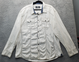 BKE Shirt Mens 4XL White Detail Chest Pockets Relaxed Fit Collared Button Down - $23.09