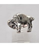 VINTAGE 925 STERLING SILVER AMERICAN BISON RING SIZE 6 - €42,12 EUR